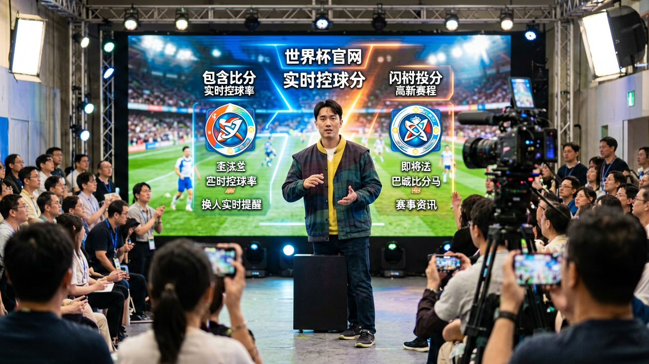 世界杯官网导航直播画面展示，包含比分弹窗与实时控球率图表